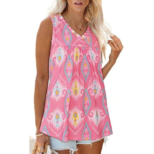 rosemia Womens Tank Tops Sleeveless Summer V Neck T Shirts Casual Loose Fit Tunic Blouses 2026
