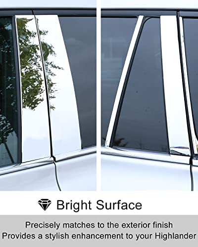 10 Pcs For Toyota Highlander 2023 2022 2021 2020 Window Pillar Post Trims Stainless Steel Cover, Chrome Exterior Sporty Decorative Strip Cover Molding For Toyota Highlander #TOP3