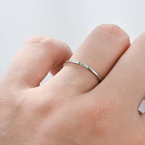 Jude Jewelers 1mm Stainless Steel Thin Stackable Three Stones Eternity Wedding Band Ring2