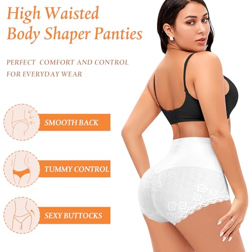 Image of Werena Tummy Control Shapewear Panties for Women High Waisted Shaping Underwear Lace Body Shaper Girdle