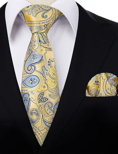 Image of Alizeal Mens 3.15'' Vintage Paisley Tie Pocket Square Set | Elegant Perfect for Banquet Wedding and Party