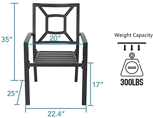 Mfstudio Patio Dining Chairs Set Of 6, Outdoor Wrought Iron Furniture Set Stackable Chairs With Armrest,Black #TOP2