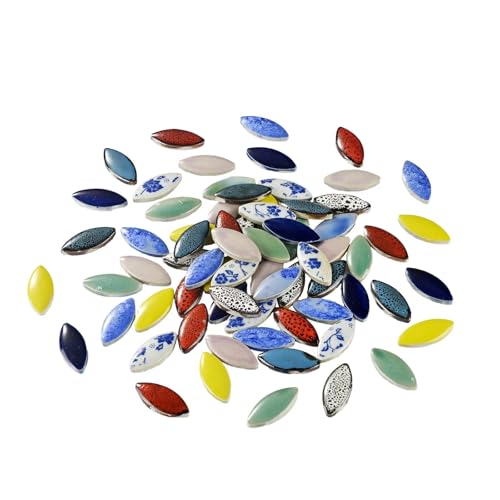 Azulejos de mosaico de cerámica en forma de pétalo para decorar platos y manualidades 7