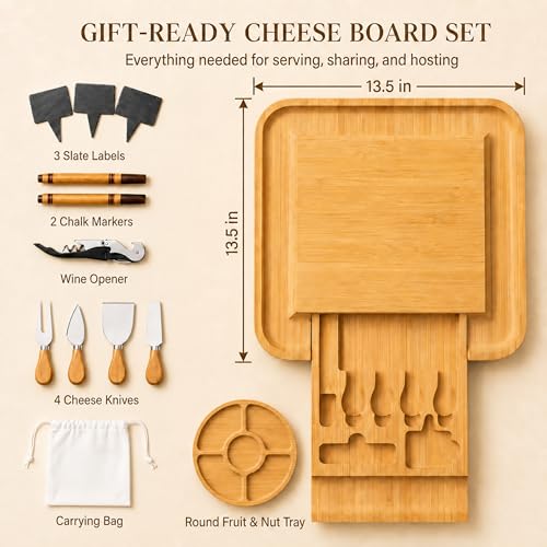Charcuterie Board – Bamboo Cheese Board and Charcuterie Gift...