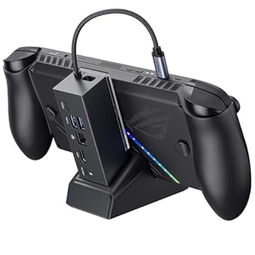 JSAUX Estação de ancoragem compatível com ROG Ally X/ROG Ally/Steam Deck/Legion Go, 6 em 1 ROG Ally X Dock com HDMI 4K@120Hz, Gigabit Ethernet, Dual USB e USB-C 3.2 Gen 1, carregamento PD 100W -HB0609