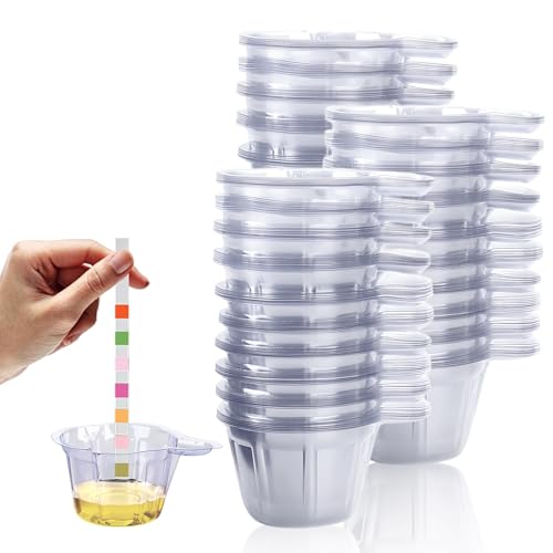 MEYAGOT Urinbecher Probenbecher,300 Stücke 50 ML Urinprobenbecher,Urinbecher Hochwertig,Urin Becher Kunststoffbecher Für Schwangerschaftstest, Labormedizin,Flüssige Medikamente,Urin