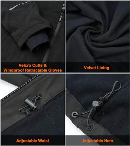 Image of Heated Jacket for Men (with 16000 mAh Battery Pack and Detachable Hood) Black S
