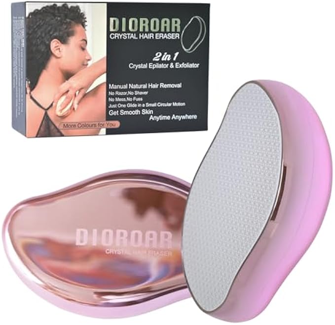 Crystal Hair Eraser,Upgrade Crystal Hair Remover,Physical Nano Glass Hair Removal Device,Painless Epilator and Exfoliator for Quick Soft Silky Skin(Light Pink)
