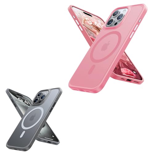 TORRAS Save 20% to Buy Grey Titanium & Pinkish Magnetic Guardian for iPhone 15 Pro Max Together