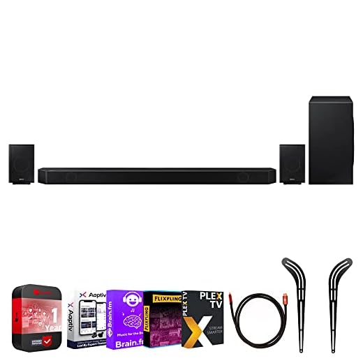 SAMSUNG HW-Q990B 11.1.4ch Soundbar w/Dolby Atmos/DTS:X & Rear Speakers 2022 Bundle with 1 YR CPS Enhanced Protection Pack, Soundbar Bracket Mount, HDMI Cable and Audio Entertainment Essentials Bundle