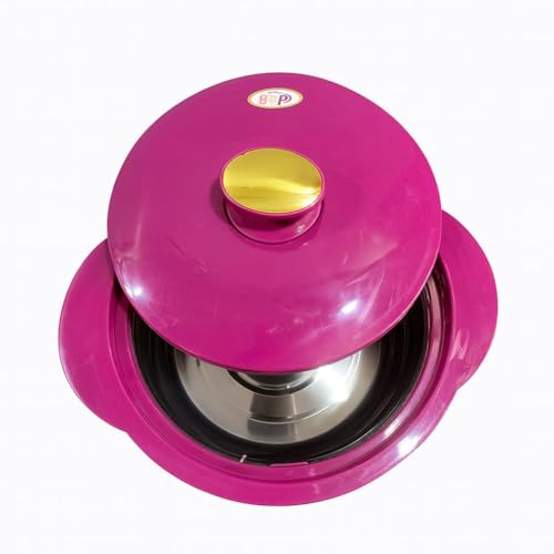 Image of Premium Insulated Casserole Hot Pot for Kitchen | Double Wall Hot Box for Chapati, Curry & Food Storage | Elegant Floral Design Casserole | Keeps Food Hot for Hours | (pink)