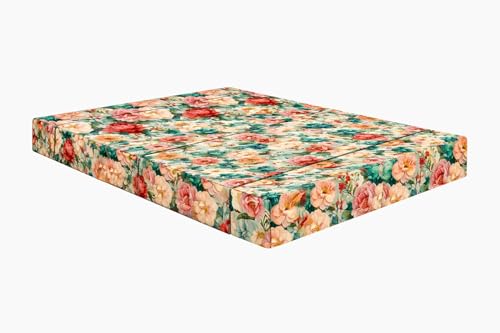 Image of Rosebell Two - Seater Foldable Printed Sofa Cums Bed (4X6 Feet) with Washable Cover | Multicolor Printed | Ideal for Living Room, Office & Guest Room