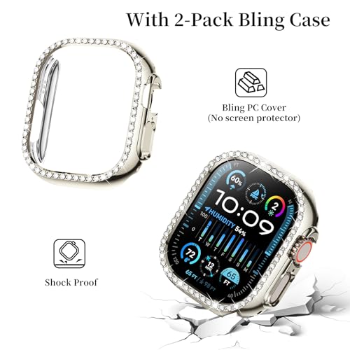 Image of SUPOIX for Apple Watch Band 49mm + Case, Bling Bands for Women (Starlight)