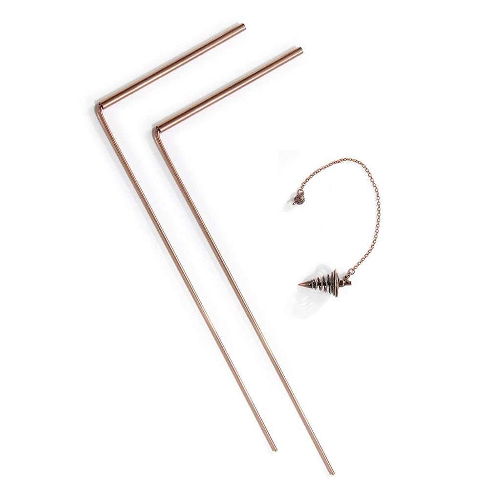 99.9% Pure Copper Dowsing Rods Set of 2 Dowsing Rods, Bag, Gloves and Pendulum for Water Search, Dowsing Rods and Metal Detectors