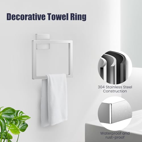 UPRONE Bathroom Hardware Accessories Set: Bath Towel Bar Set, Towel Racks for Bathroom Wall Mounted, SUS304 Stainless Steel (Brushed Nickel, 10-Pieces) - image 3
