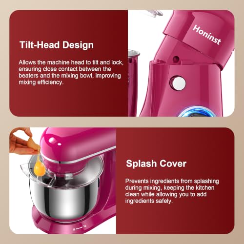 Image of Honinst 4QT Electric Stand Mixer, 10-Speed Tilt-Head Compact Kitchen Mixer