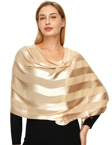 PANTONIGHT Women's Polyester Head Wrap Plain Metallic Evening Shawl Lightweight Wedding Shawl Satin Wraps for Party2