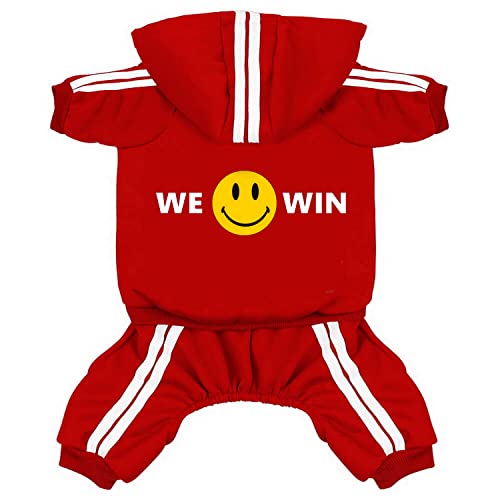 Cute Dog Hoodie Tracksuit Sweater Coat Jacket Winter Pajamas Clothes Clothing Jumpsuit 4-Legs Red for Cat Puppy Small Medium Big All Type Dogs (X-Large)