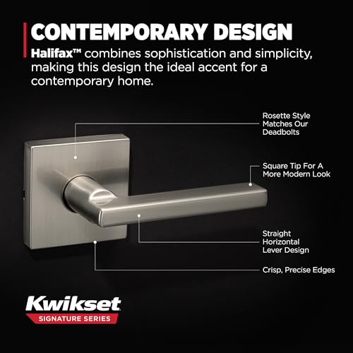 Kwikset Halifax Interior Passage Door Handle, Lever for Closet and Hallway Doors, Reversible Non-Locking Handle Lever, Satin Nickel, with Microban Protection by Kwikset - Image 3