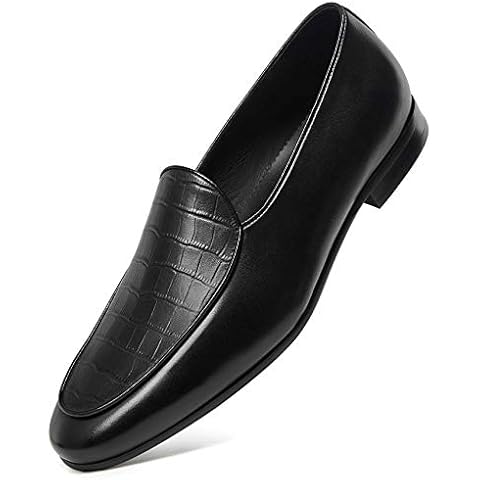 GIFENNSE Men's Dress Shoes Slip-On Loafers Leather Formal Shoes 10.5US Black Cover