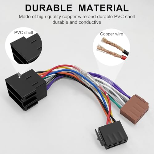 Hoembpn Autoradio Radioadapter Set 16 Pin ISO Stecker auf Buchse Kabel, DIN/ISO Antennenadapter Klemme 15 + 30 steckbar Verlängerung Radio Adapter Stecker, Kompatibel Opel VW Fiat Mercedes Renault