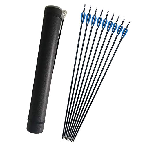 ZSHJG 12pcs 30 Zoll Aluminiumpfeil Bogenpfeile Spine 300 Jagdpfeile Pfeile aus Aluminium mit Pfeilköcher für Compoundbogen und Recurvebogen