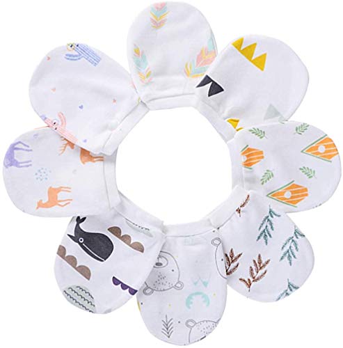 Baby Cotton Gloves - No Scratch Mittens 100% Cotton for Newborn Baby Boys Girls (4-Pairs) White
