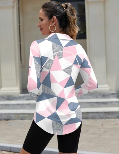 Loovoo Women Athletic Golf Polo Shirts Long Sleeves V Neck Running Hiking Quick Dry Trendy 2025 Pullover Workout Tops