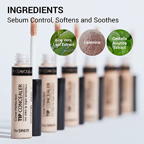 The Saem Cover Perfection Tip Concealer 3 Color Set, Liquid Multi-Use Concealer, Full Coverage Makeup For Acne Dark Spots Dark Circles Hyperpigmentation And Blemishes, 0.2 Fl.oz. (#1, 1.5, 2) #TOP6