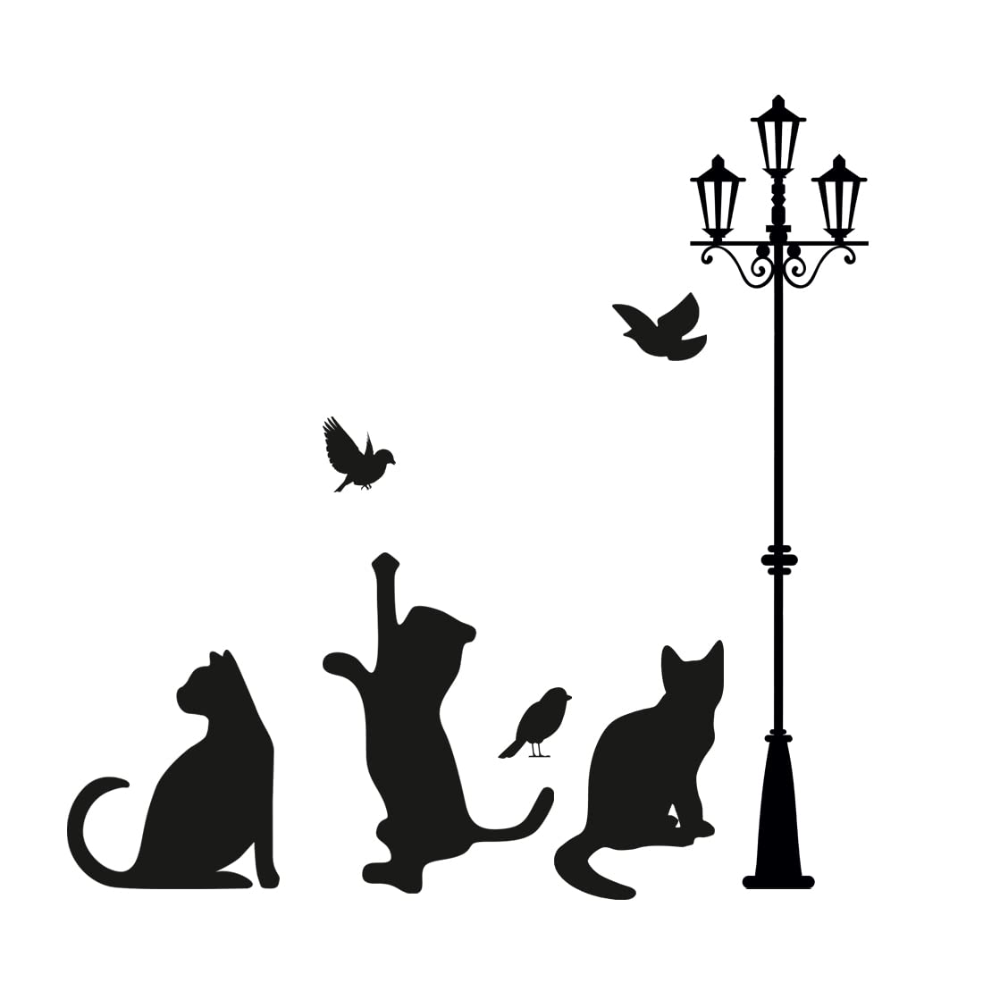 Rangoli New Modern Art Birds & Cats Large Wall Stickers Size-50cm*70cm-image-41