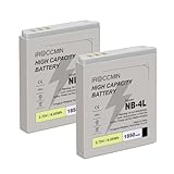 iROCCMIN 2Pcs 1850mAh NB-4L NB-4LH Replacement Battery for Canon PowerShot SD30, SD40, SD200, SD300, SD400 SD430 SD450, ELPH 100 300 310 330, IXY Digital 10 40 45 50 55 Digital IXUS i i7 Zoom Camera