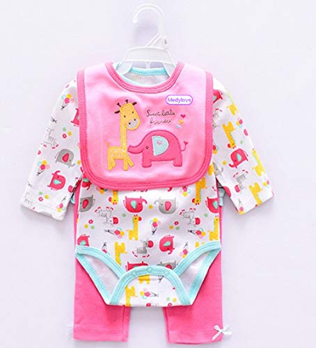 Medylove Reborn Baby Doll Clothes Pink Printed Outfit 3pcs for 20-23 Inch Reborn Newborn Girl Babies Matching Clothing