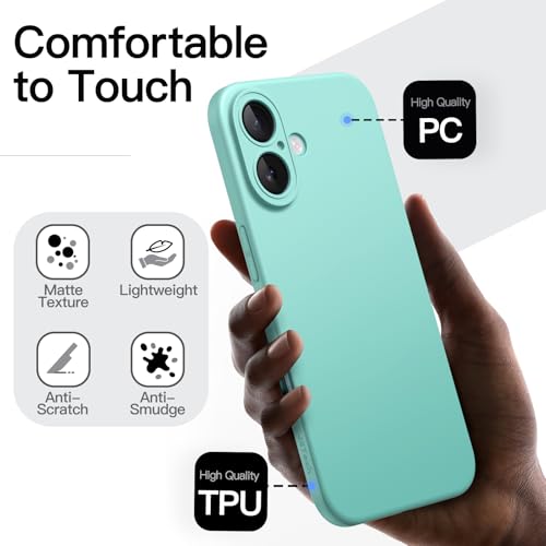 Image of JETech Slim Case for iPhone 16, Teal | Camera Lens Protection, Ultra-Thin Matte Finish, Lightweight Minimalist Cover