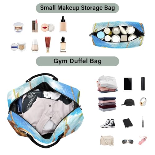 Beach Travel Duffle Bag Gym Bag, Sloth Seaside Weekender Bags for Women with Toiletry Bag Travel Tote Bag Swim Bag4