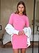 EXLURA Women Fall Long Sleeve Crewneck Mini Dress Casual Stretchy Textured Office Wedding Cocktail Party Bodycon Dresses 2025 Hot Pink