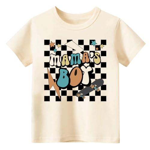 Toddler Baby Boys T-Shirt Short Sleeve Mama's Boy Cute Retro Skater Shirt...