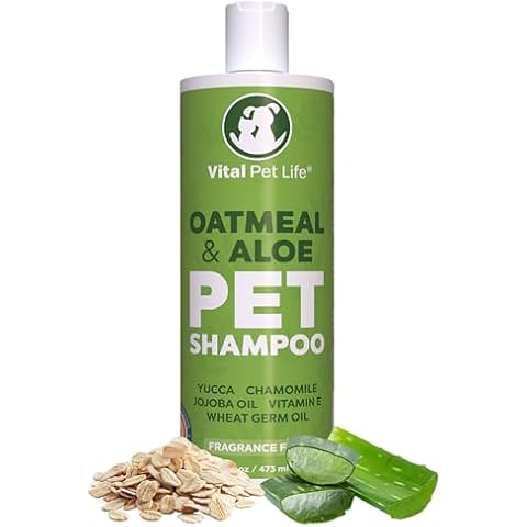 Dog Shampoo with Oatmeal, Aloe Vera, Chamomile, Jojoba Oil, Vitamin E - Natural Ingredients, Helps Allergies Dry Coats & Itchy Sensitive Skin, No Parabens or Artificial Dyes, 16 oz Cover