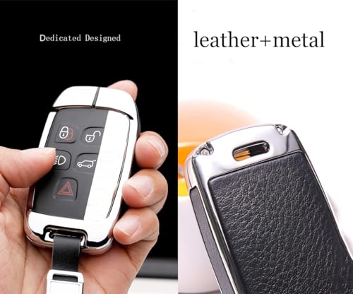 ontto Key Cover Fit for Land Rover Key Case Metal Leather Key Holder with Keychain