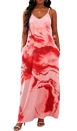 Image of vunahzma Womens Casual Fashion Sleeveless Plus Size Loose Long Sexy Maxi Dress with Pockets
