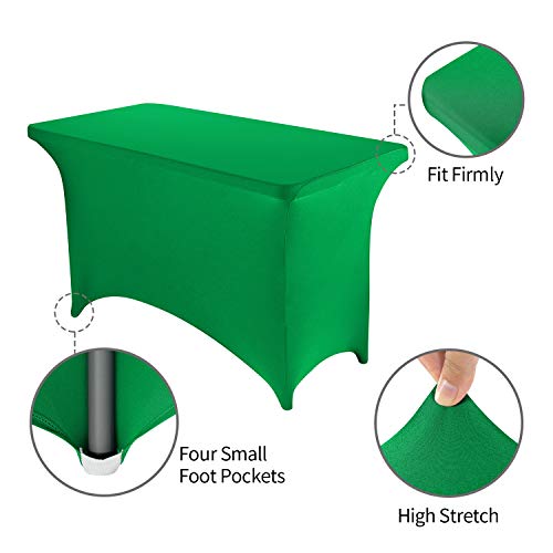 Image of Peomeise 4FT Spandex Table Cover Rectangular Stretch Spandex Tablecloth (Emerald,4FT)