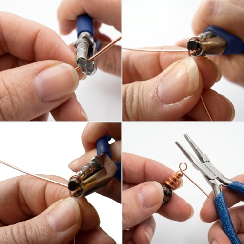 Image of Beadsnfashion 3 Step Wire Looping Pliers (5.5 Inch) - Professional Stainless Steel Jewellery Making Tool with 7.5 cm Blue Grips Handle for Wire Looping, Shaping Bails & Clasps and Detailed Craft Work