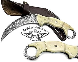 Best.Buy.Damascus1 Camel Bone 8.2'' Fixed Blade Custom Handmade Damascus Steel Hunting Knife Prime Quality - Best.Buy.Damascus1