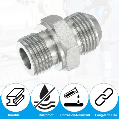 Image of PATIKIL Hex Reducing Nipple Connectors Pipe Adapter 7 /8 inch Male 37 Flare JIC x 1 /2 inch g Male, Pipe Fitting Reducer Nipple Adapter Plated Steel Hydraulic Fitting