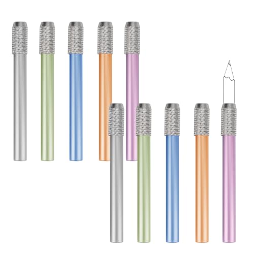 JANKOW 10Pcs Pencil Extenders, Pencil Lengthener, Crayon Extension with Aluminum Handle for School Office Supplies