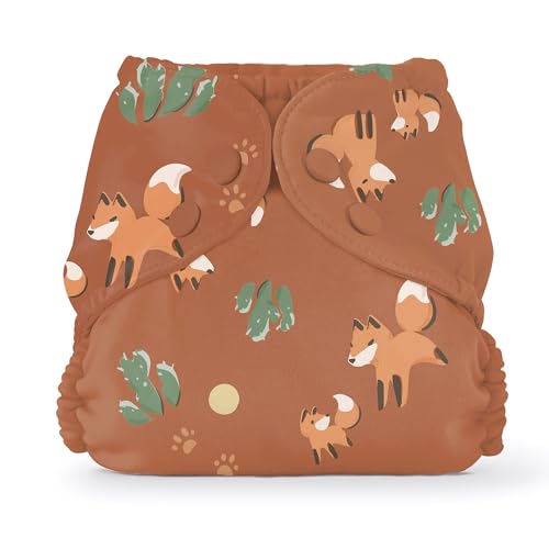 Image of Esembly Cloth Diaper Cover - Reusable Swim Diaper, Waterproof, Breathable - Adjustable Outer Layer Over Absorbent Inner for Blowout Protection - Foxes, Size 2 (18-35lbs)