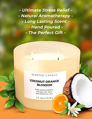 T&H COB3W01 Coconut Orange Blossom 3 Wick Candle | Highly Scented Soy Candles For Home 15.8 Oz, Summer & Tropical Scented Candle | Aromatherapy Stress Relief Candle, Relaxing Clean Burning Candle thumb #8
