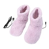 Beavorty Usb Beheizbare Warme Hausschuhe Aus Plüsch Elektrisch Wiederaufladbare Fußwärmer Schuhe Mit Sicherer Temperaturregelung Praktische Fußheizung Für Kalte Wintertage Rosa