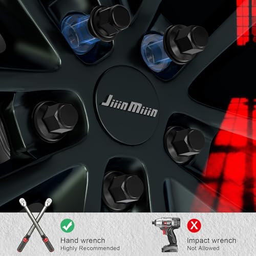 Image of JiiinMiiin M12x1.5 Toyota Lexus Lug Nuts, 13 /16'' (21mm) Hex OEM Factory Style Black Mag Seat Wheel Nuts with Washer for 4Runner Camry Highlander Prius Sienna Lexus CT200h HS250h GS450h Set of 20PCS