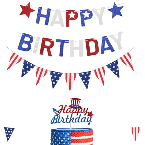 FHGG 4th of July Happy Birthday Decoration Banner...