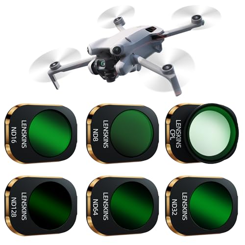 LENSKINS ND & CPL Filter Set for DJI Mini 4 Pro 6 Pack CPL/ND8/ND16/ND32/ND64 ND128 Polarizer Neutral Density Drone Lens Filters Multi Coated HD Optical Glass with Aluminum Frame